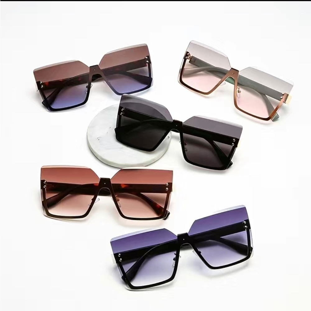 COPY - Seven pairs, - Ladies Rimless Oversized Fashion Sunglasses Trend Driver …